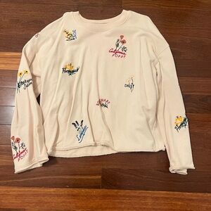 Madewell XL Flower Embroidered Sustainable Sweatshirt